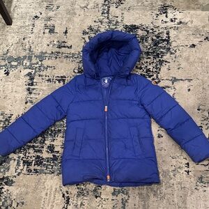 Blue Hooded Puffer Jacket